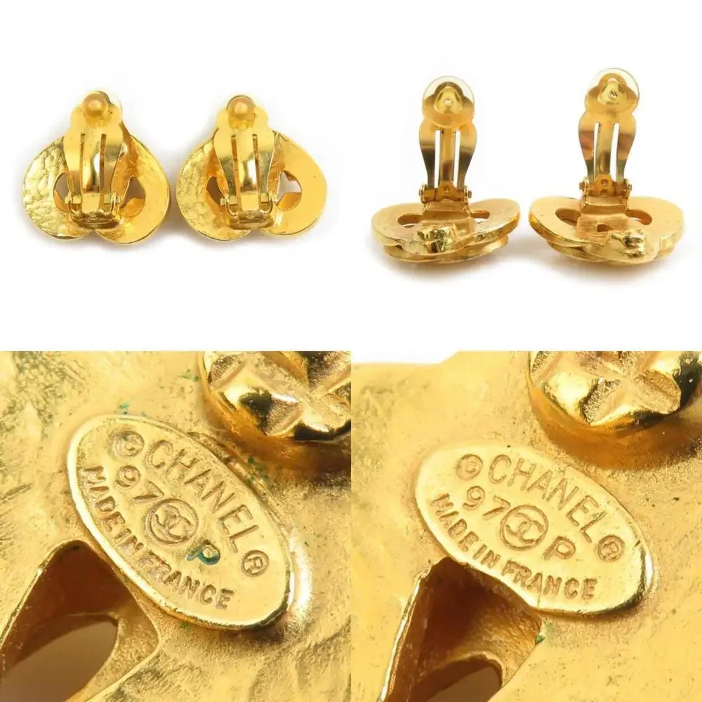 CHANEL Gold Logo Earrings
